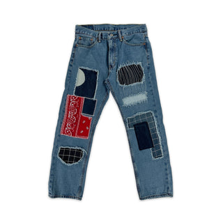 Bandana Patched Reclaimed Levi's 505 Straight Leg - 32x29 Great Lakes Reclaimed Denim