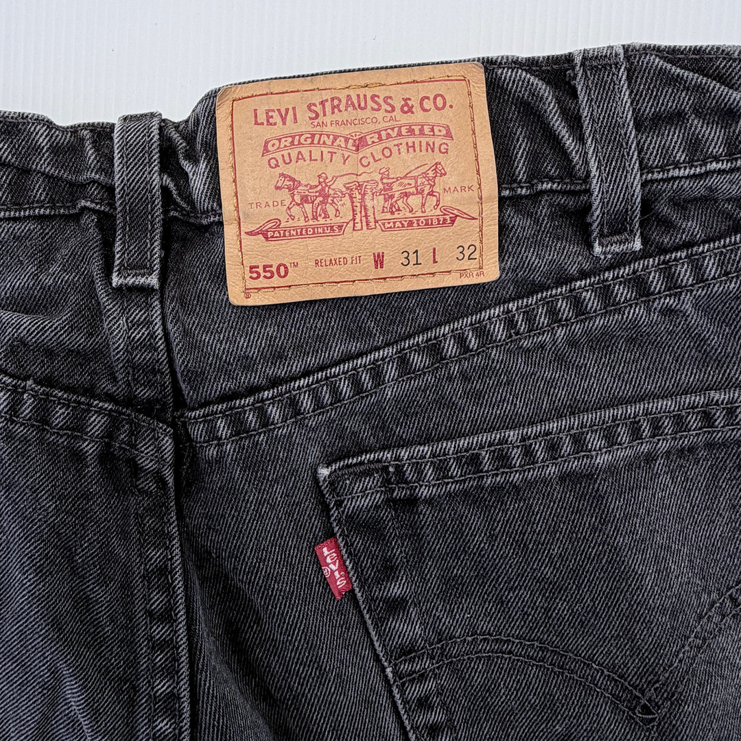 Vintage 1997 Black Levi's 550 Relaxed Jeans - Tagged: 31x32; Actual: 28x32