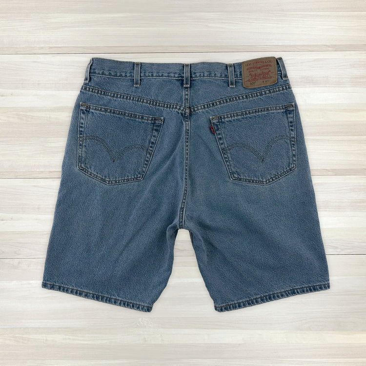 Men's Vintage Blue Levi's 505 Shorts - 38 Waist Great Lakes Reclaimed Denim