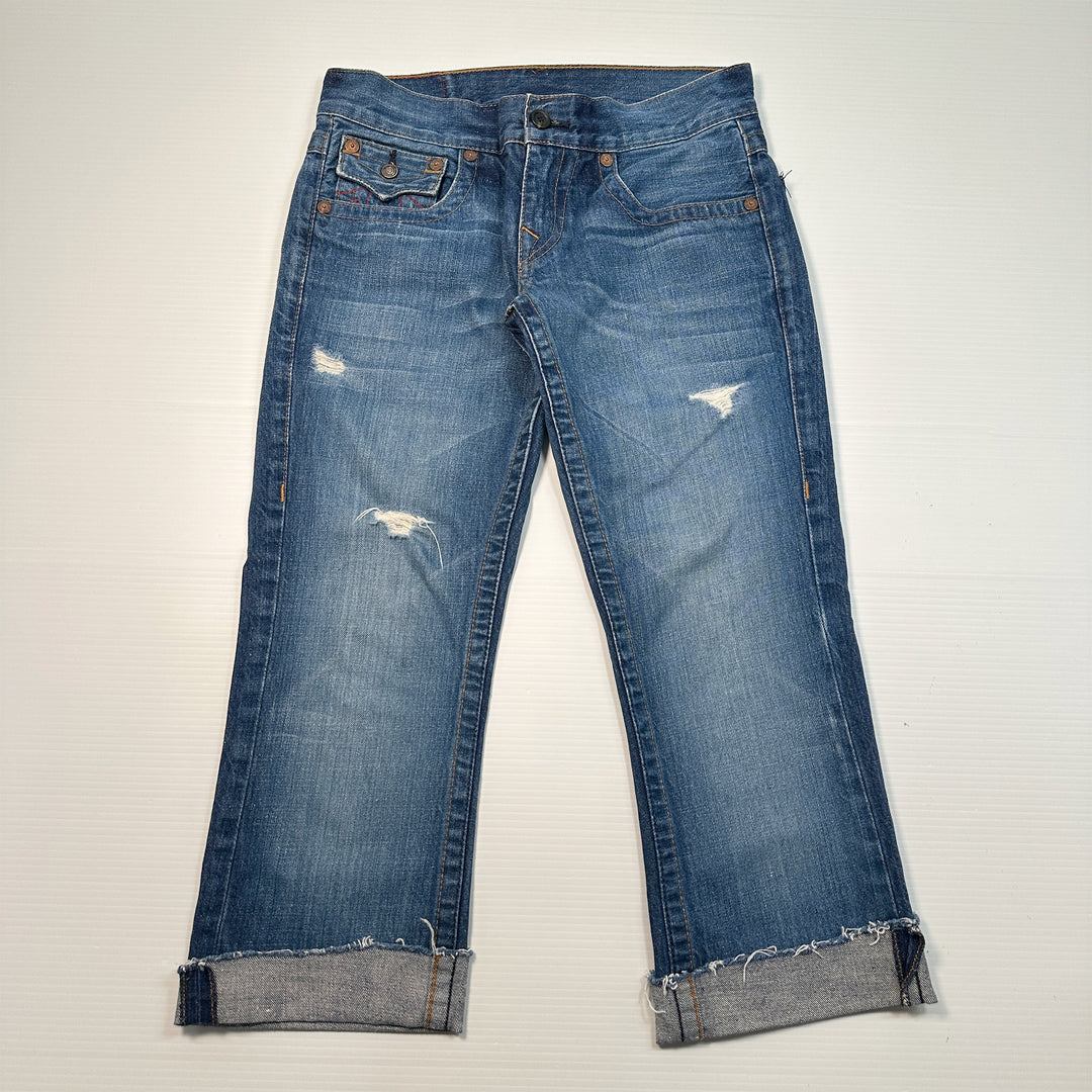 True Religion Billy Distressed Cutoff Jeans Jorts Women's 28