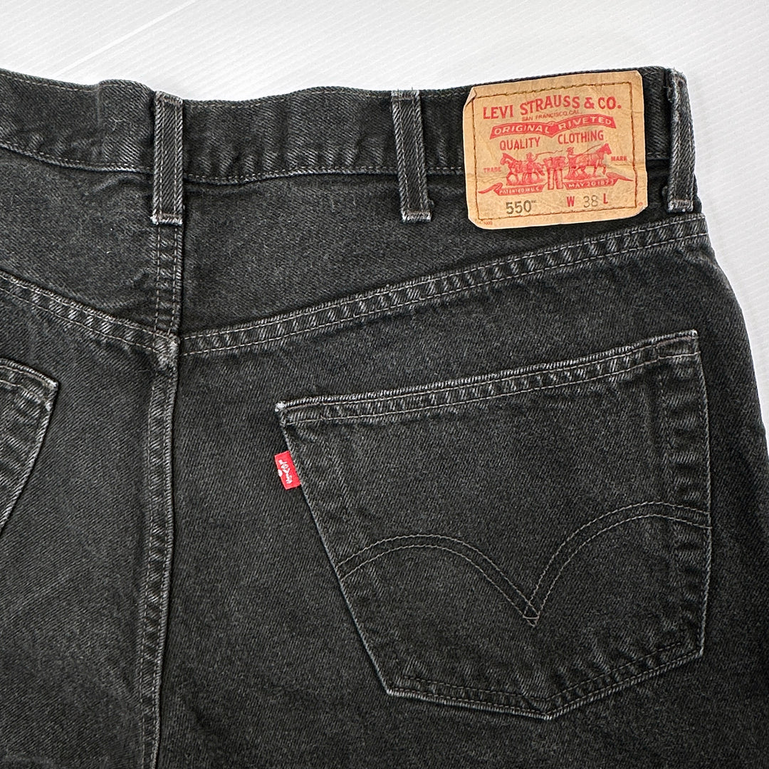 Levi's 550 Vintage Black Denim Jean Baggy Shorts - Size 38