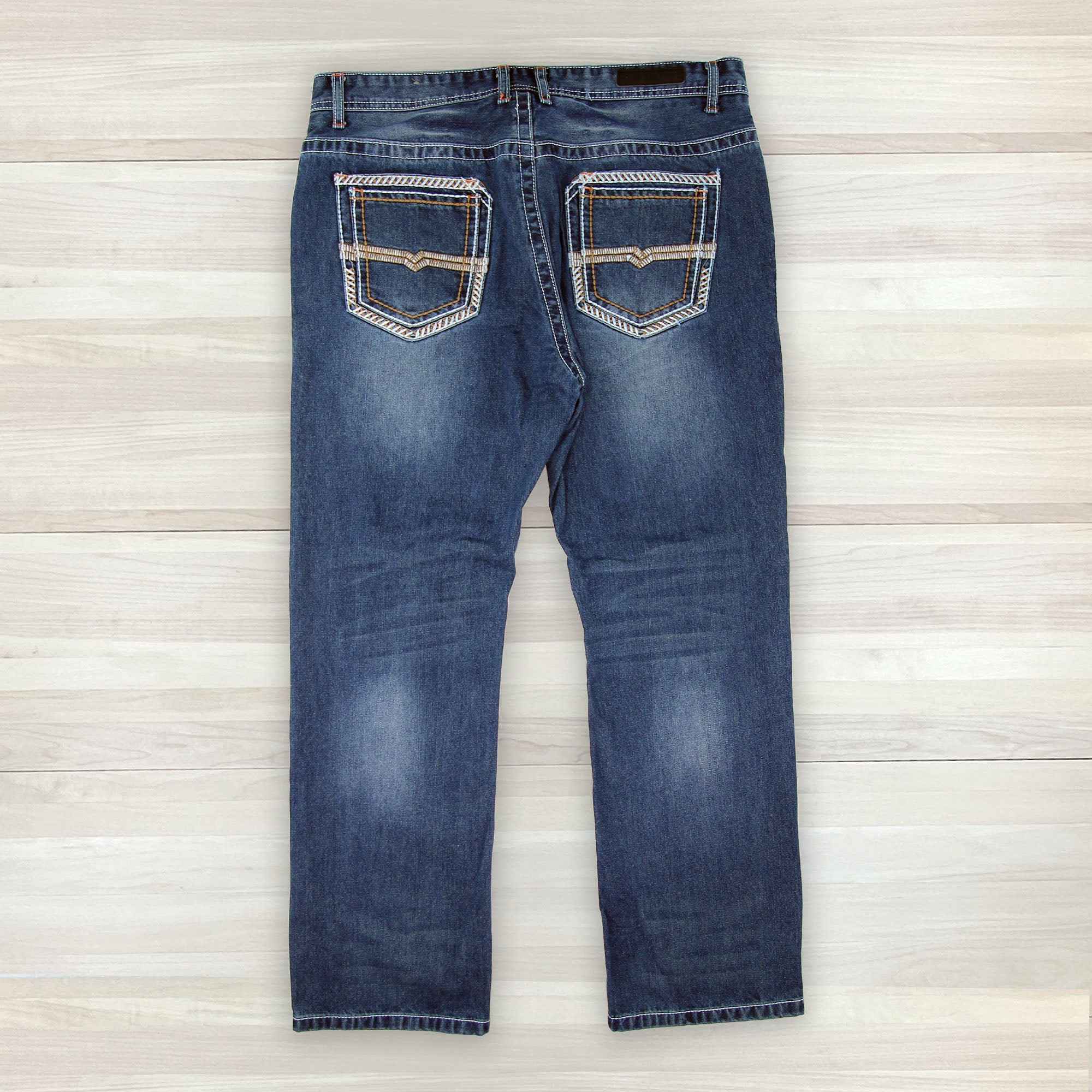 Men's CJ Black Relax Straight Distressed Blue Jeans - Measures 38x31 - 0