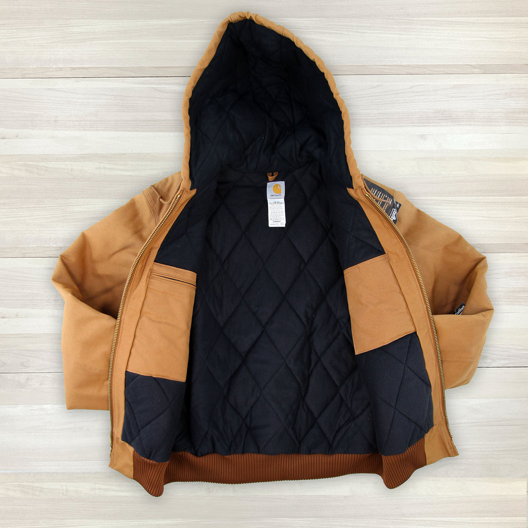 Carhartt J140 BRN Brown Firm Duck Active Jacket Quilted Flannel Lined NWT