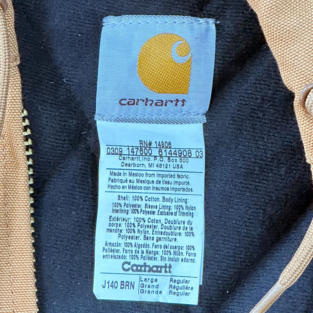 Carhartt J140 BRN Quilted Flannel Lined Firm Duck Active Jacket NWT