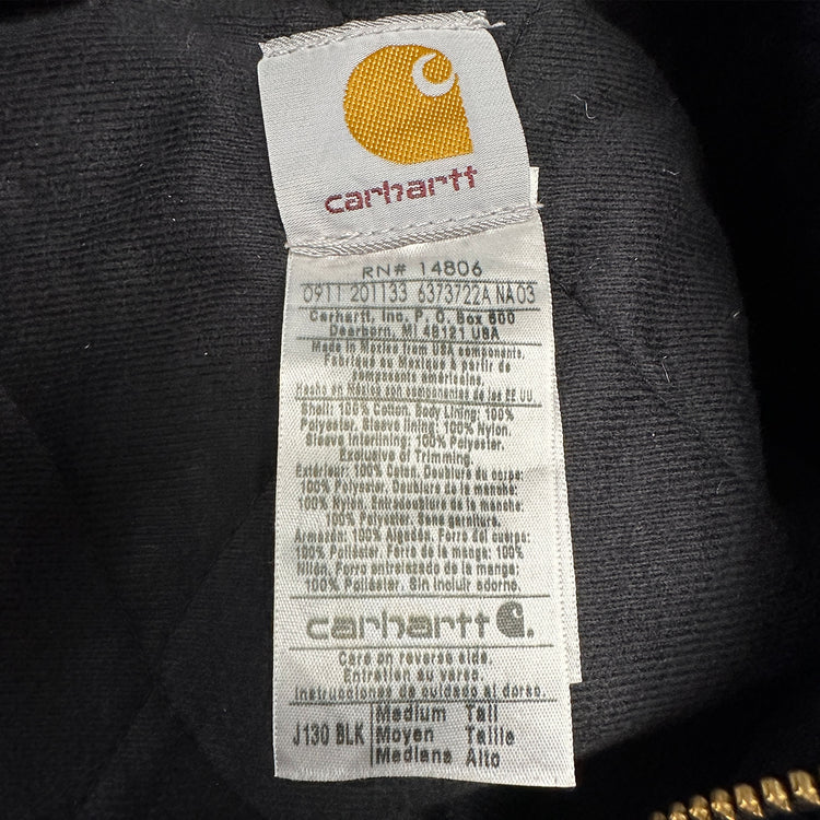 Carhartt 2011 J130 BLK (Black) Quilted Flannel Lined Sandstone Duck Jacket NWT - Medium Tall Great Lakes Reclaimed Denim