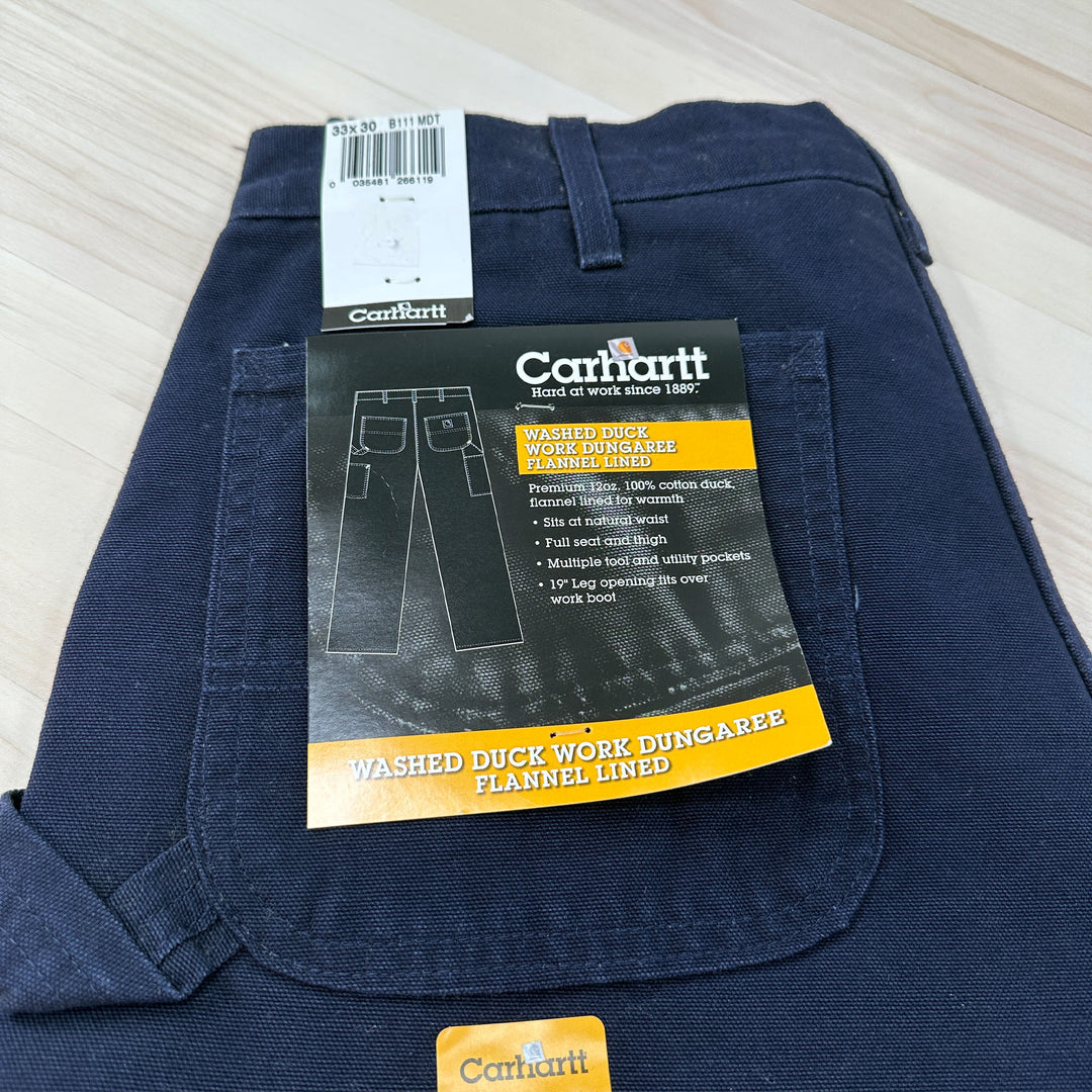 Carhartt B111 MDT Flannel Lined Washed Duck Carpenter Pants NWT 33x30