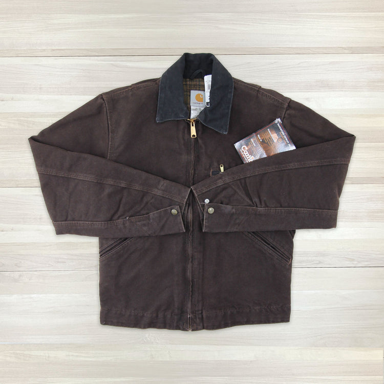 Carhartt J97 DKB Dark Brown Blanket Lined Detroit Jacket NWT - Small Great Lakes Reclaimed Denim