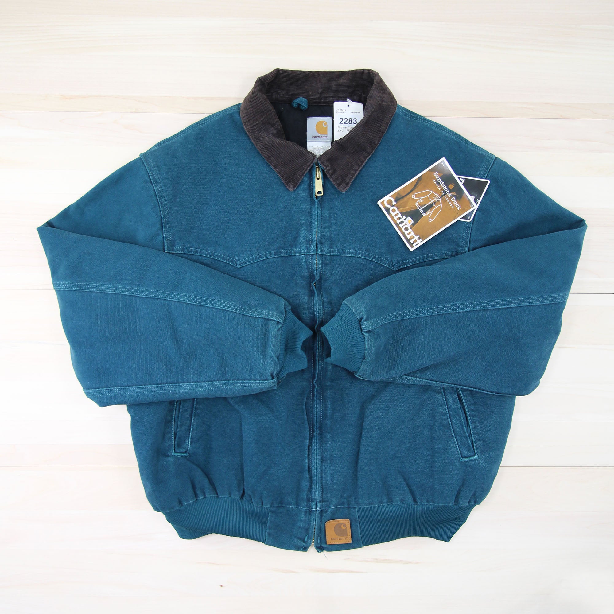 Men's Vintage Carhartt J14 DTL (Dark Teal) Santa Fe Jacket NWT - 2XL Great Lakes Reclaimed Denim