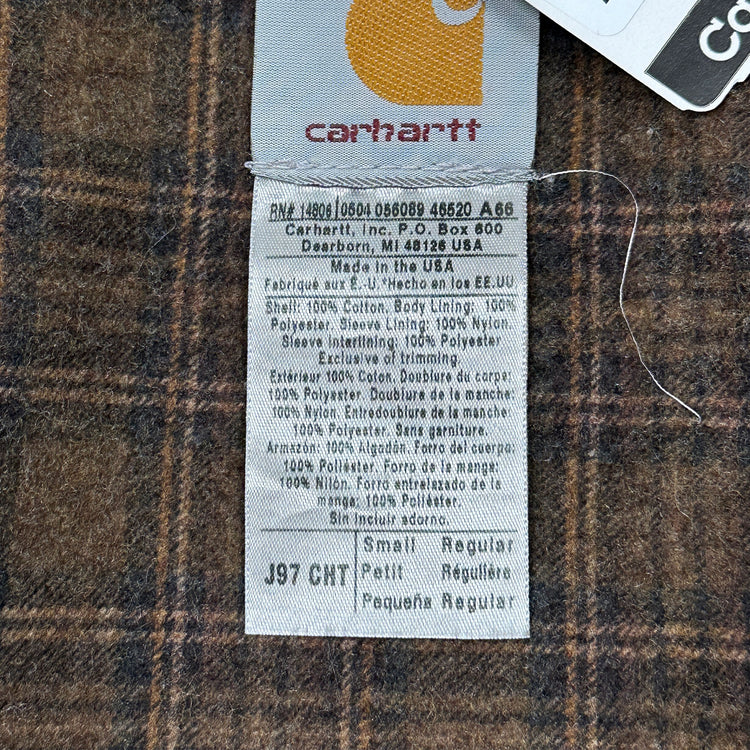 Vintage Carhartt J97 CHT Chestnut Blanket Lined Detroit Jacket NWT - USA - Small Great Lakes Reclaimed Denim