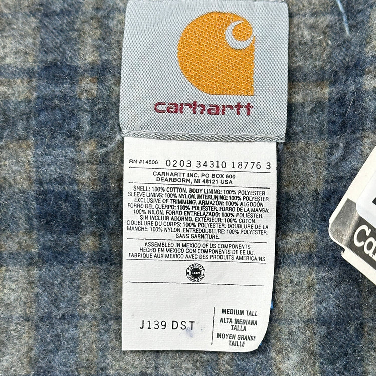 Vintage Carhartt Blanket Lined Denim Jacket - J139 DST (Darkstone) NWT - Medium Tall Great Lakes Reclaimed Denim