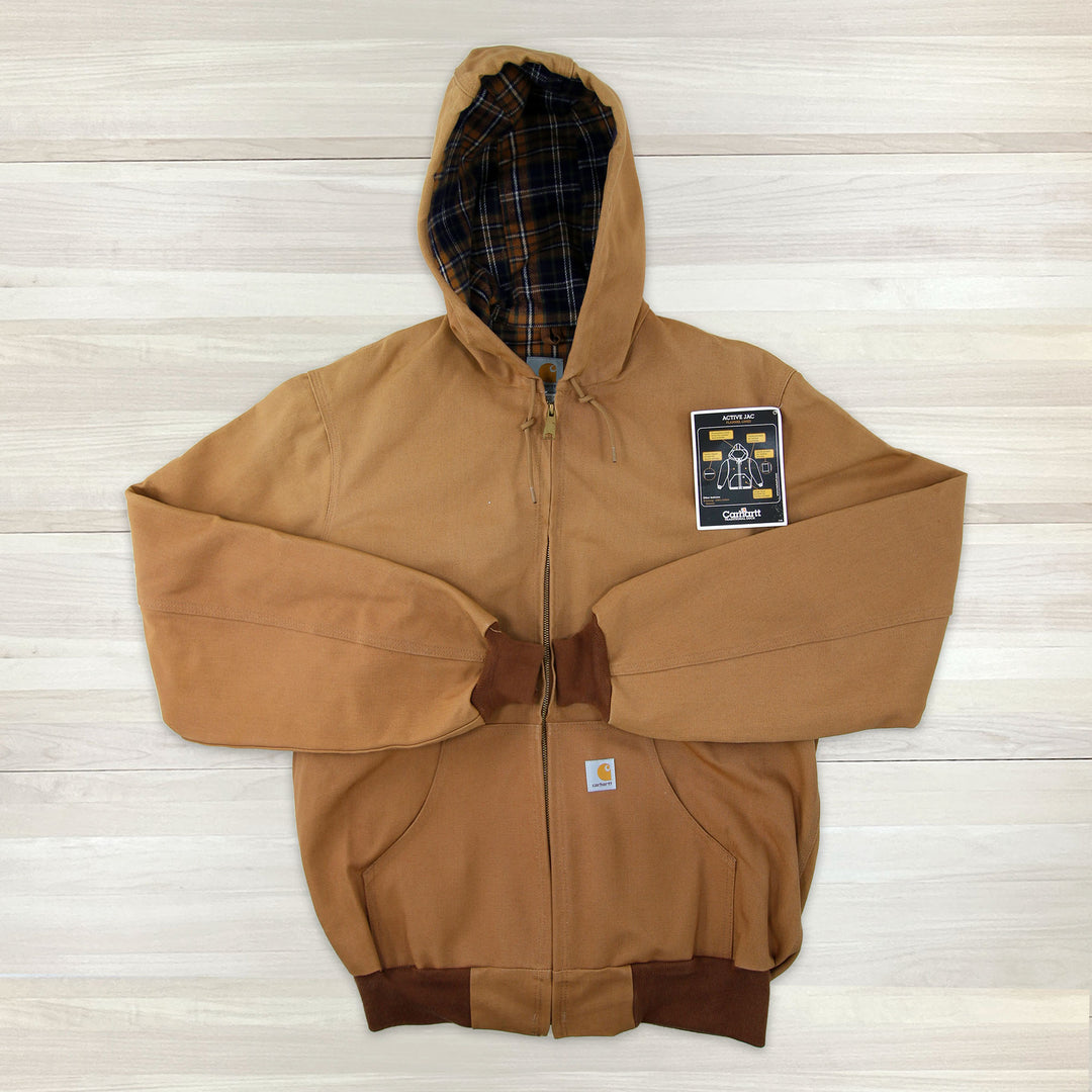 Vintage Carhartt J138 BRN Brown Active Jacket Flannel Lined NWT Medium Tall