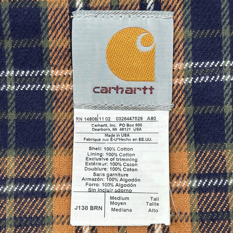 Vintage Carhartt J138 Duck Active Jacket Flannel Lined - NWT - Medium Tall Great Lakes Reclaimed Denim