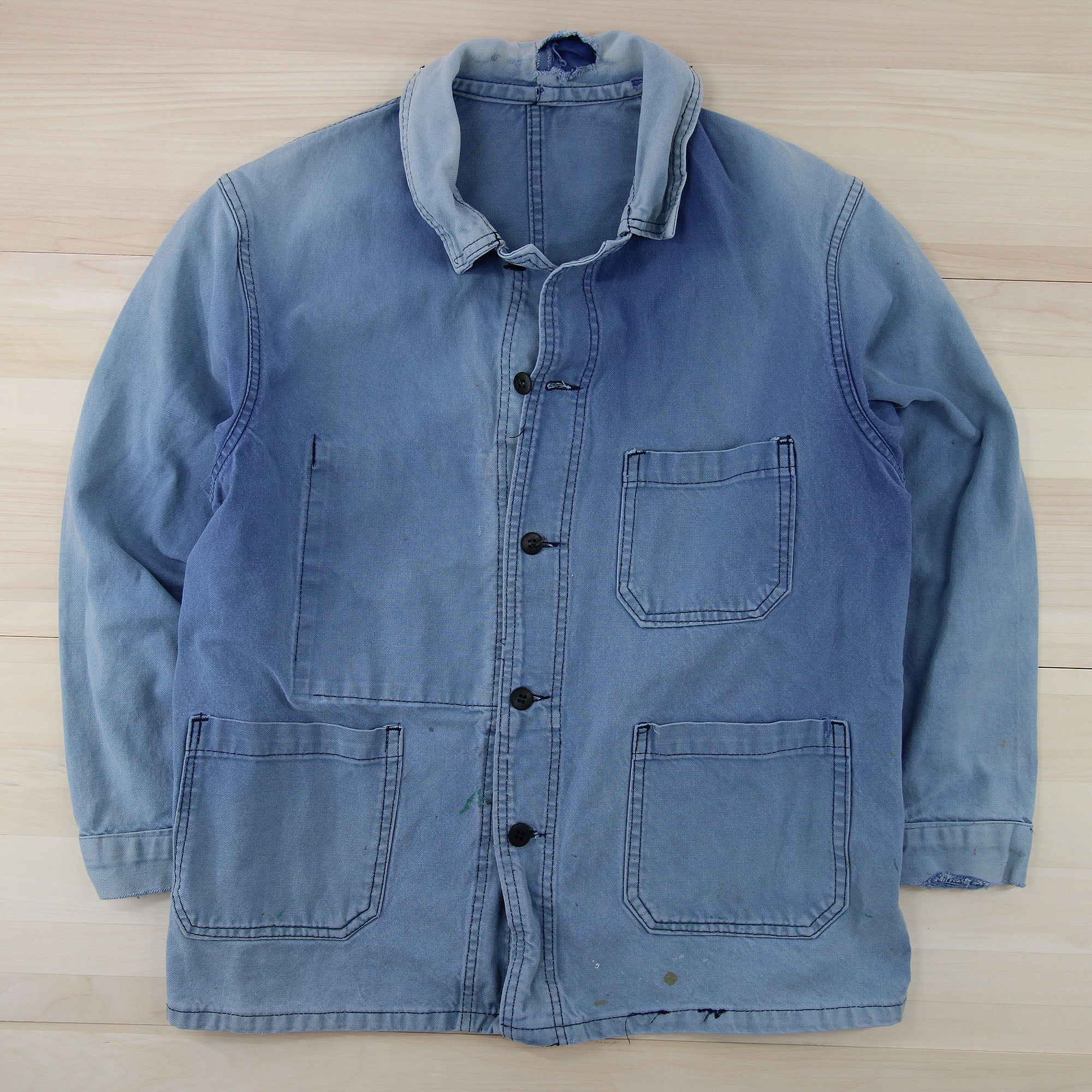 Vintage Blue French Work Jacket - Medium