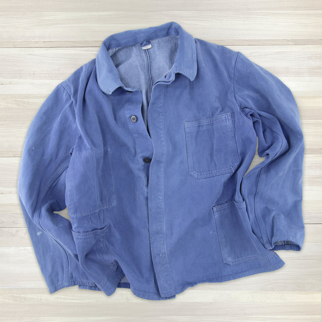 Vintage Blue French Work Jacket - Large