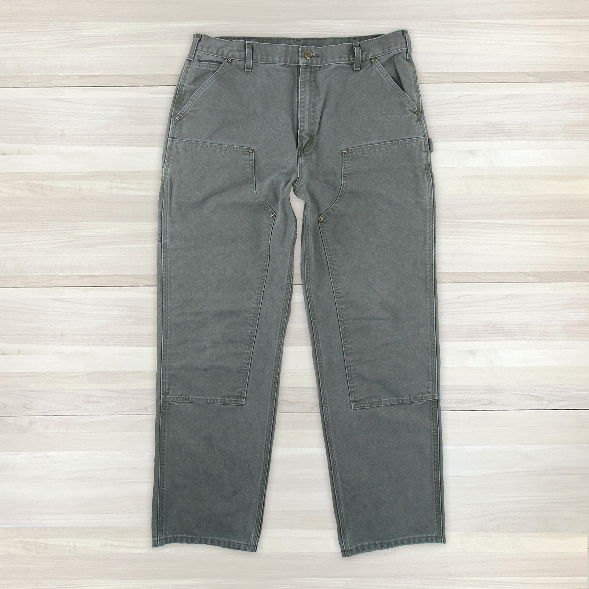 Carhartt B136 MOS Original Dungaree Fit Double Knee Pants - Tagged: 38x34; Measured: 37x 32.5 Great Lakes Reclaimed Denim