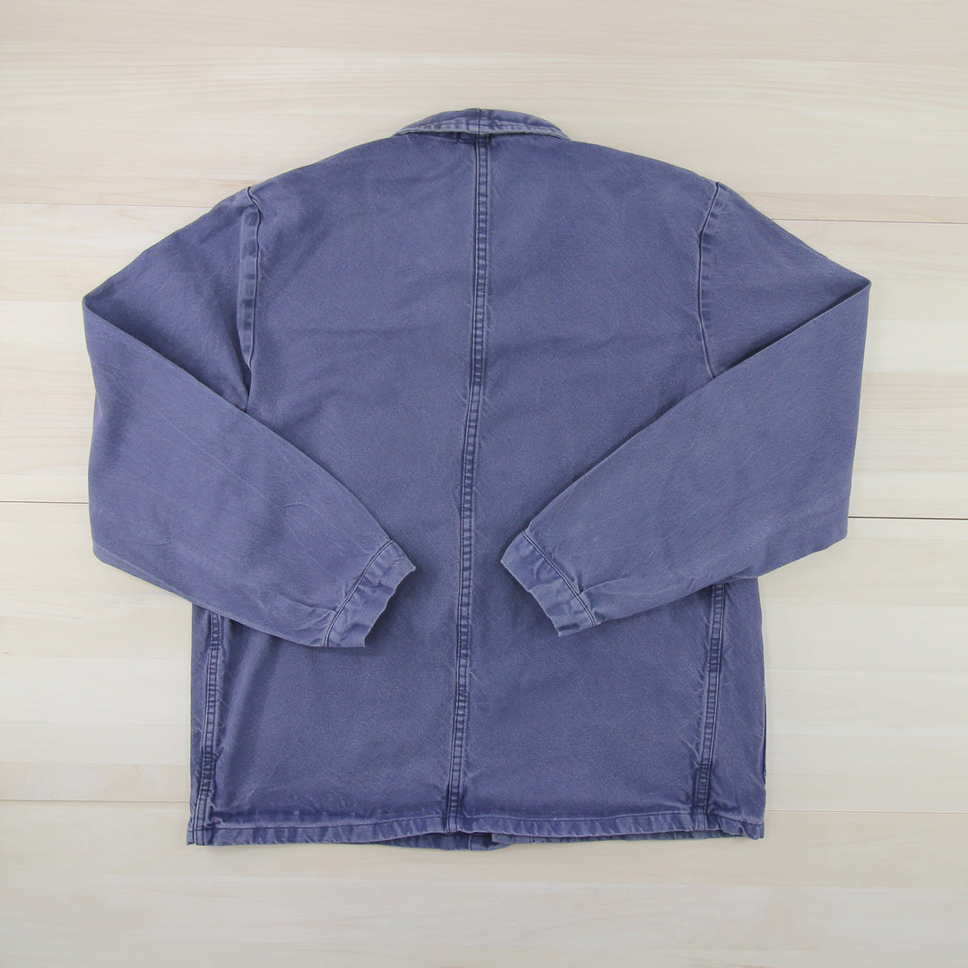 Thrashed Vintage Blue French Work Jacket - Medium