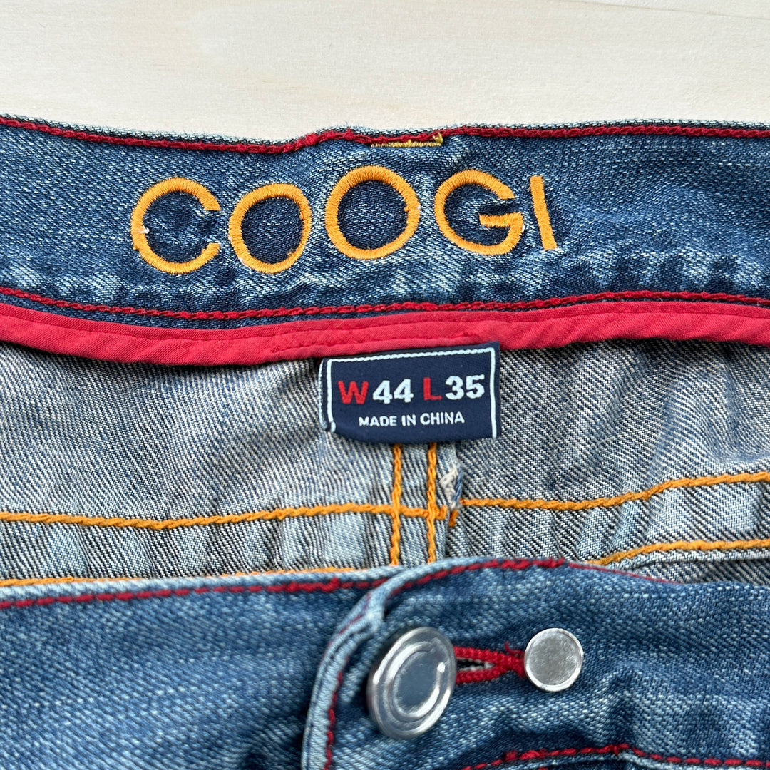 Men's Y2K Coogi Joker Embroidered Denim Jeans - Measures 43x34 Great Lakes Reclaimed Denim
