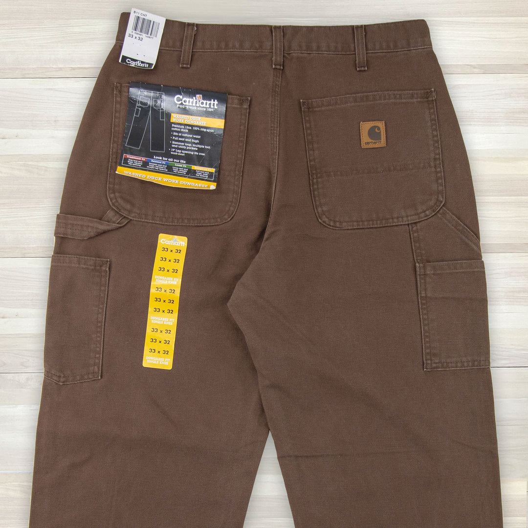 Men's Carhartt B11 CHT Washed Duck Carpenter Pants NWT 33x32 Great Lakes Reclaimed Denim