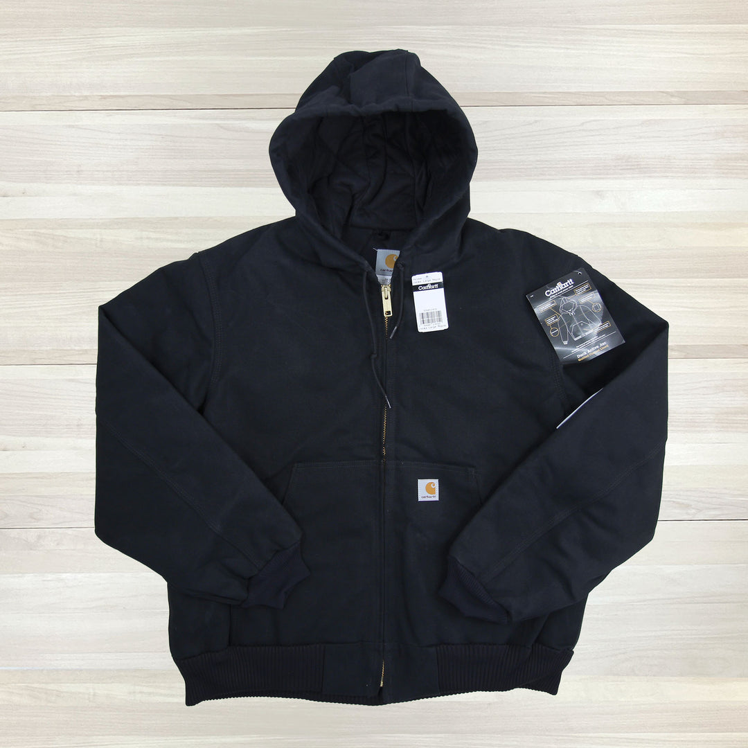 Carhartt J140 BLK Black Sandstone Active Jacket Quilted Flannel Lined NWT Large