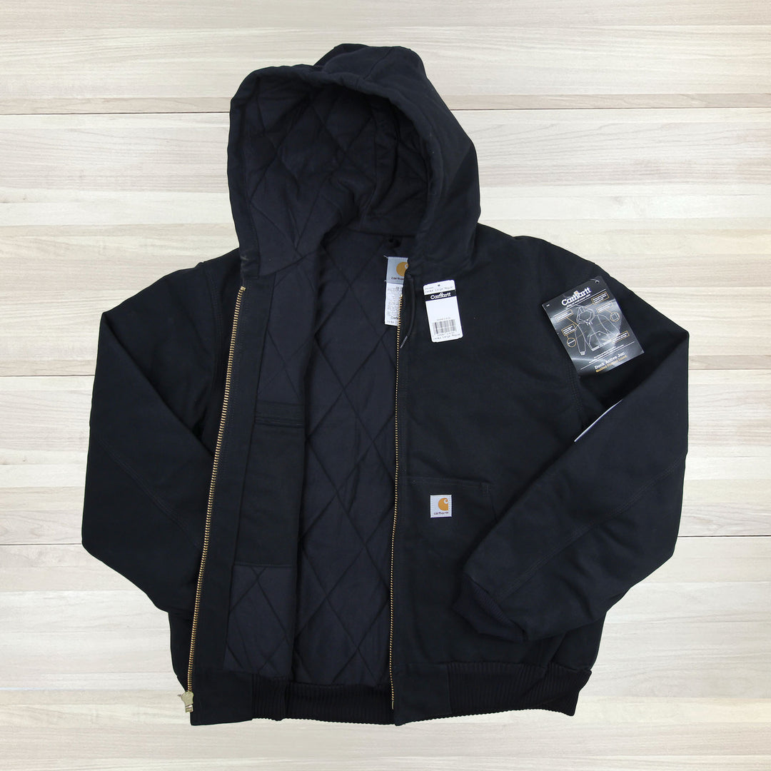 Carhartt J140 BLK Black Sandstone Active Jacket Quilted Flannel Lined NWT Large
