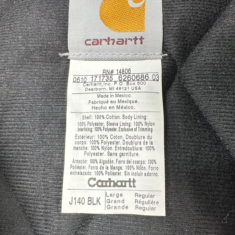 2010 Carhartt J140 BLK Quilted Flannel Lined Traditional Duck Active Jac NWT Great Lakes Reclaimed Denim
