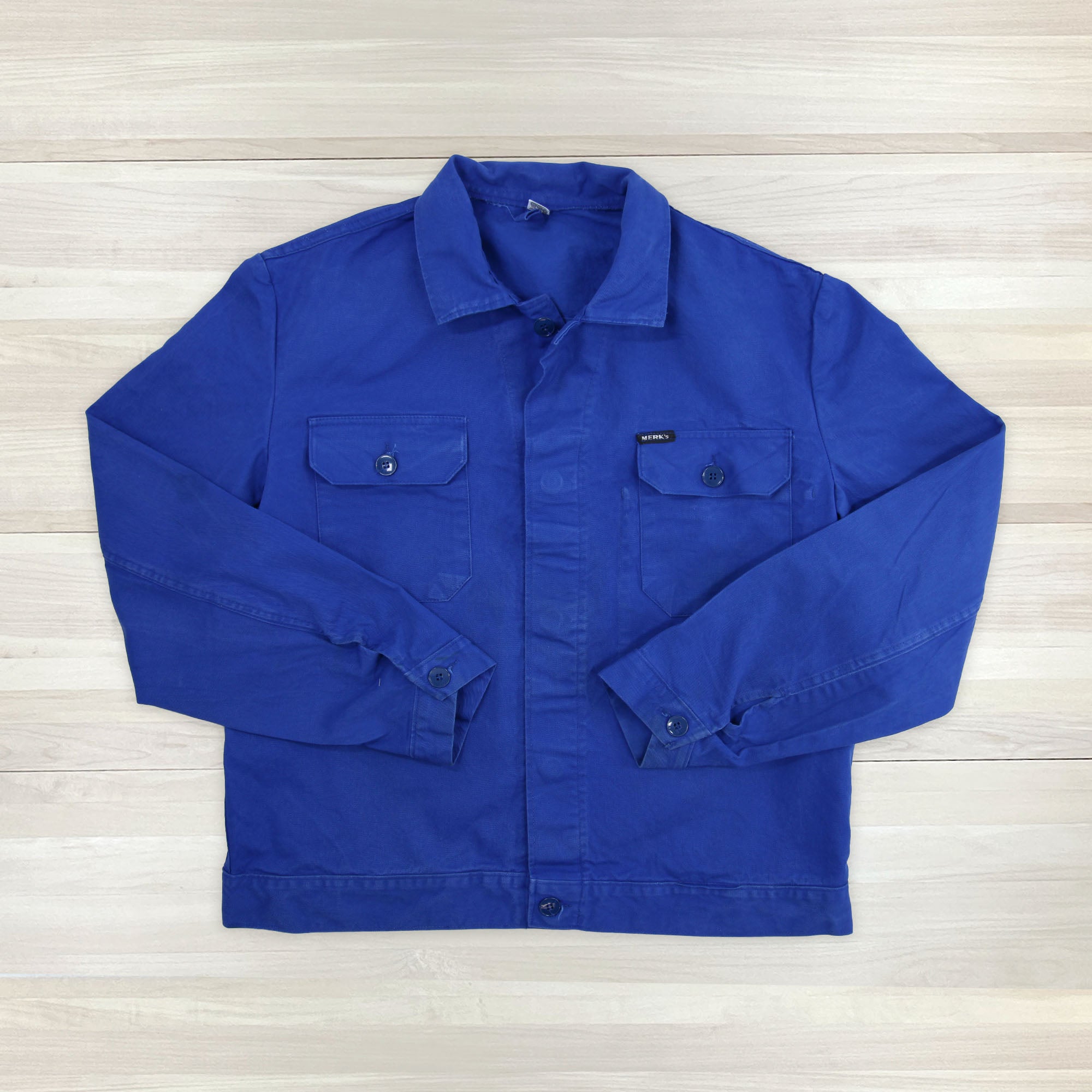 Thrashed Vintage Blue French Work Jacket - Men's Large