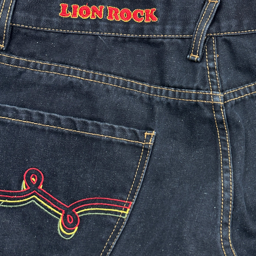 Vintage LRG Lifted Research Group Lion Rock Rasta Jeans Measures 34x32