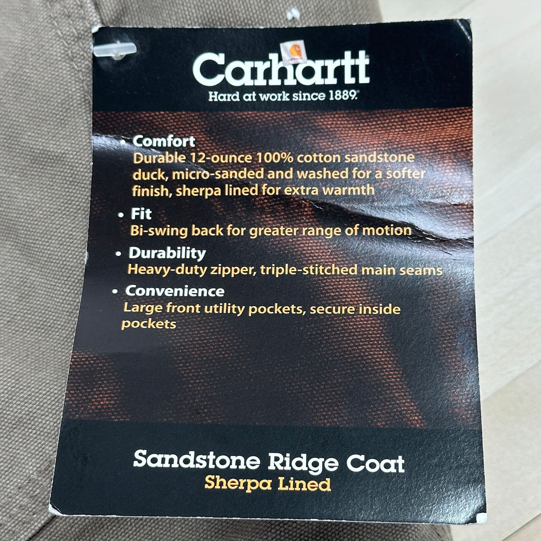 Carhartt C61 MUS (mushroom) Sherpa Lined Sandstone Ridge Coat NWT Small