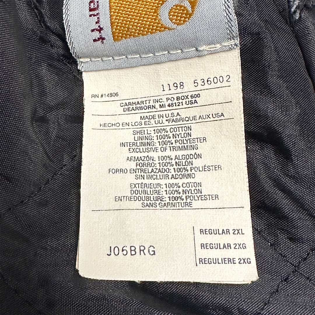 Vintage 90s Carhartt J06 BRG Burgundy Sandstone Active Jacket Quilted Nylon Lined 2XL