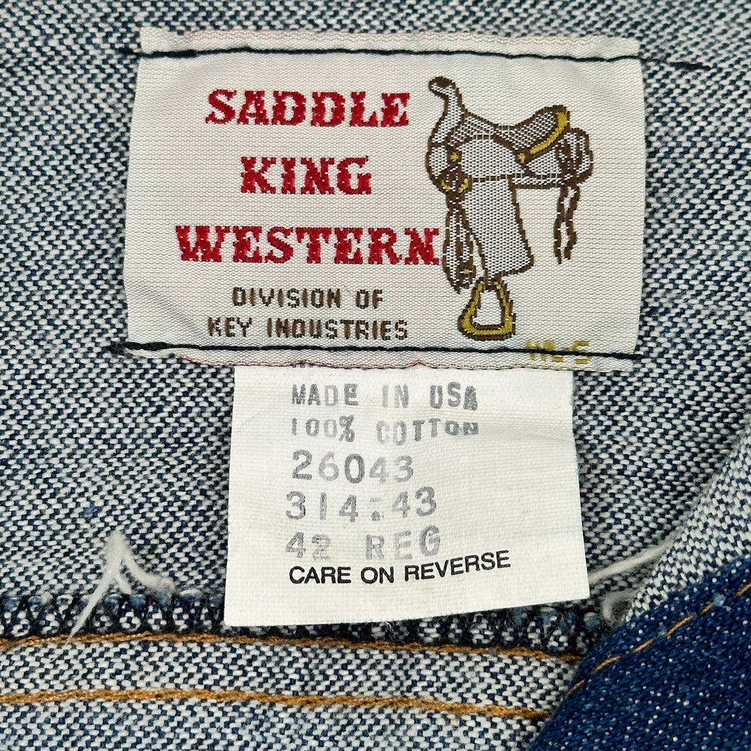 Vintage Saddle King Western Unlined Denim Jacket NOS 44 Regular