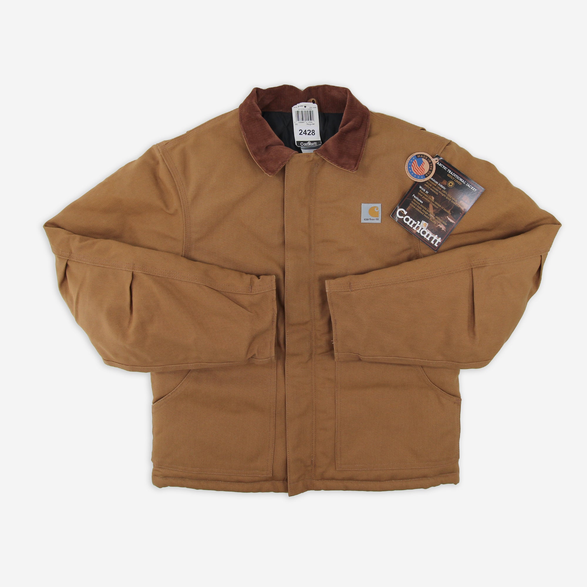 Carhartt J02 BRN Brown Firm Duck Arctic Traditional Jacket USA 36 / Small