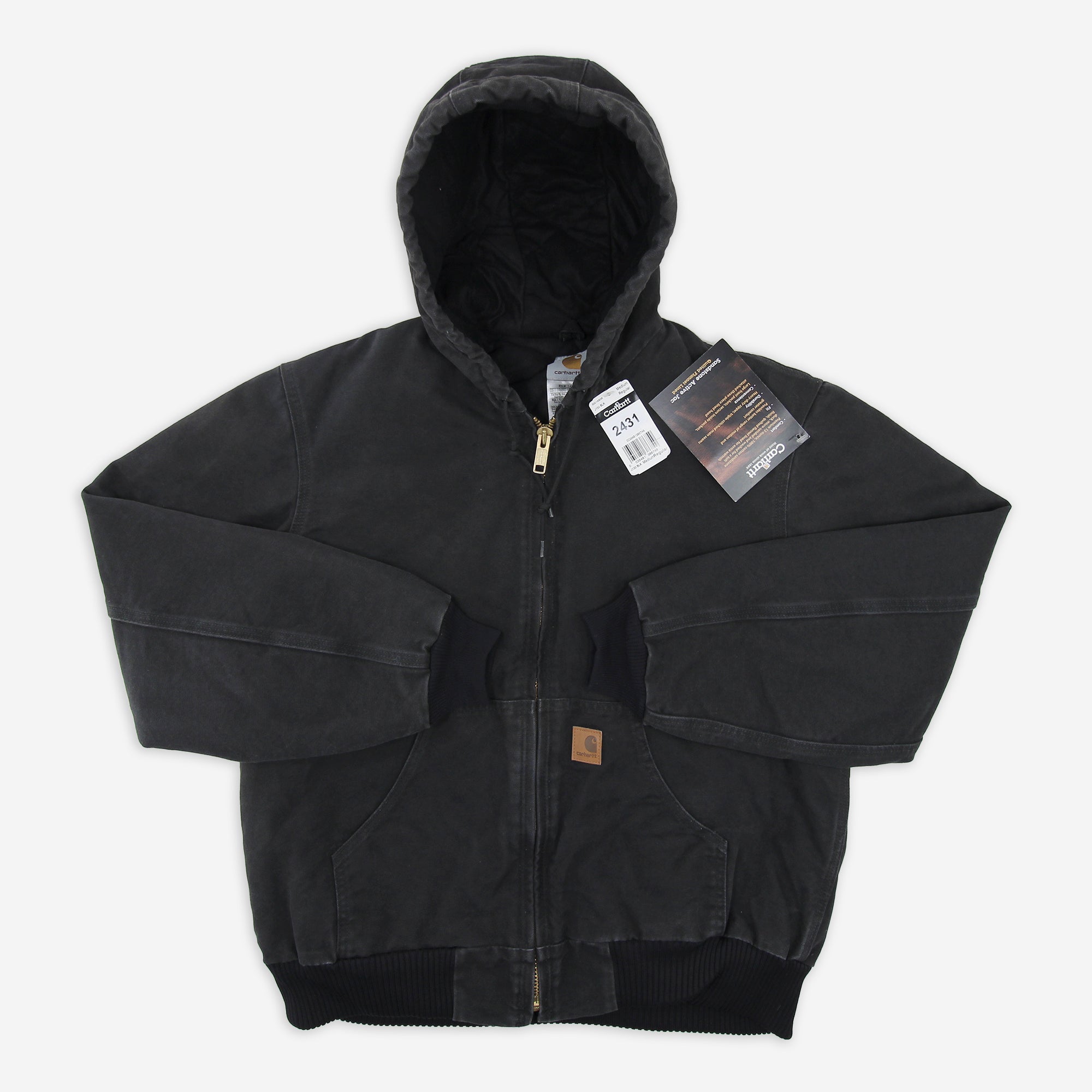 Carhartt J130 BLK Black Active Jacket Med Great Lakes Reclaimed Denim