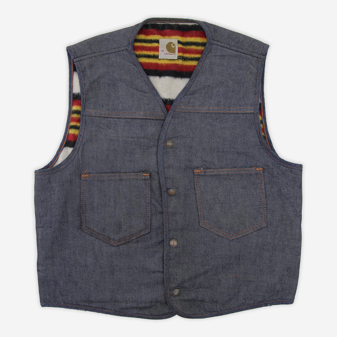 Vintage 60s Carhartt Wool Blanket Lined Denim Vest Men's Medium