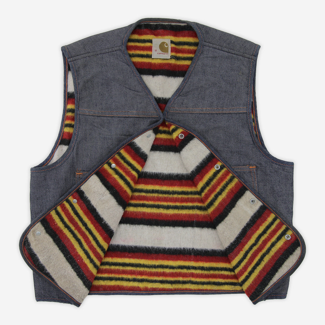 Vintage 60s Carhartt Wool Blanket Lined Denim Vest Men's Medium