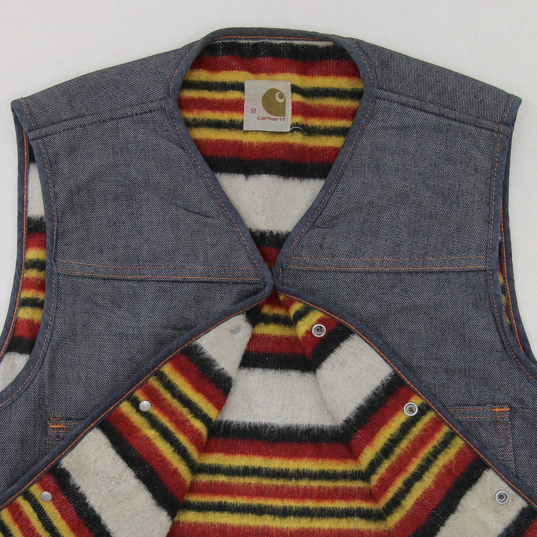 Vintage 60s Carhartt Wool Blanket Lined Denim Vest Men's Medium