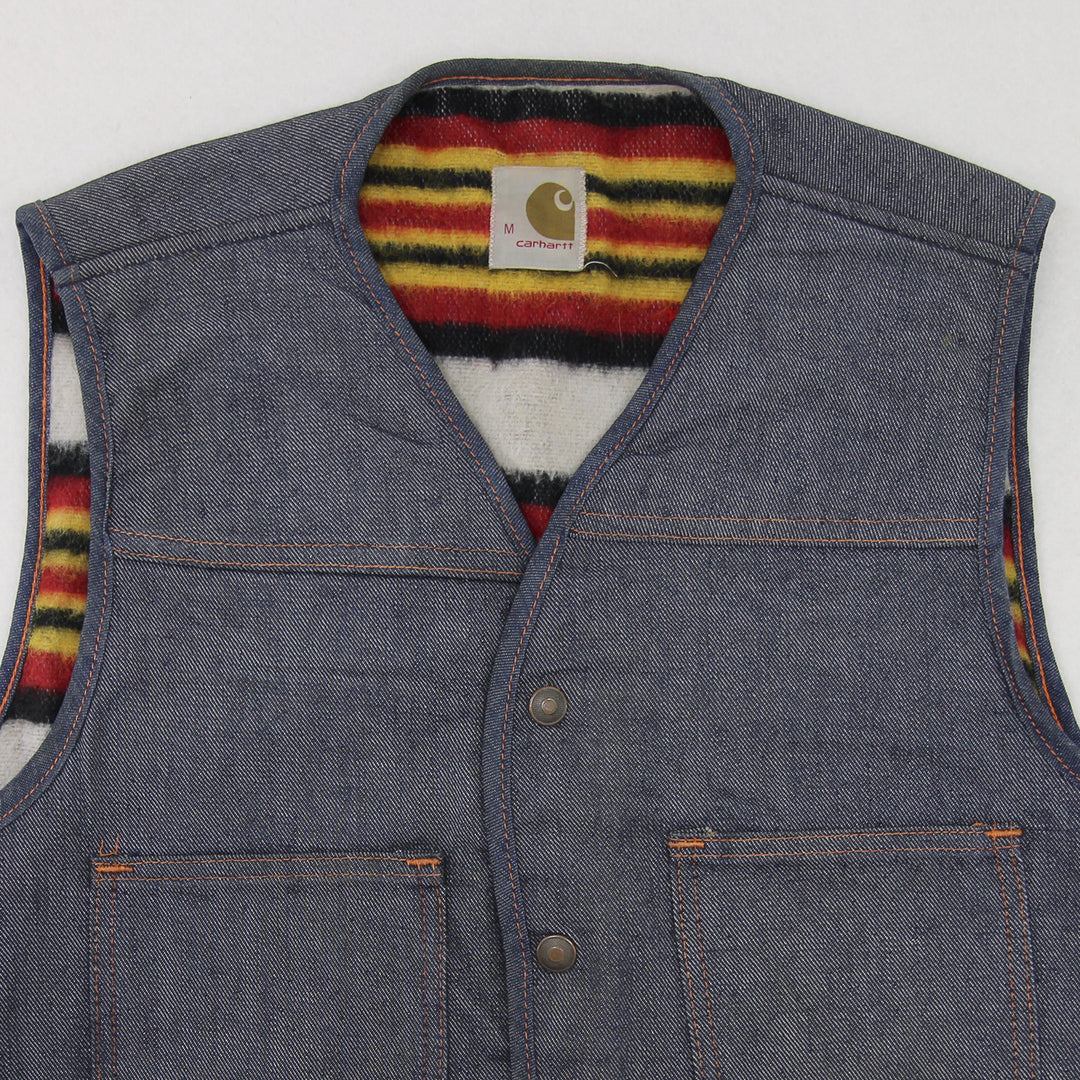 Vintage 60s Carhartt Wool Blanket Lined Denim Vest Men's Medium