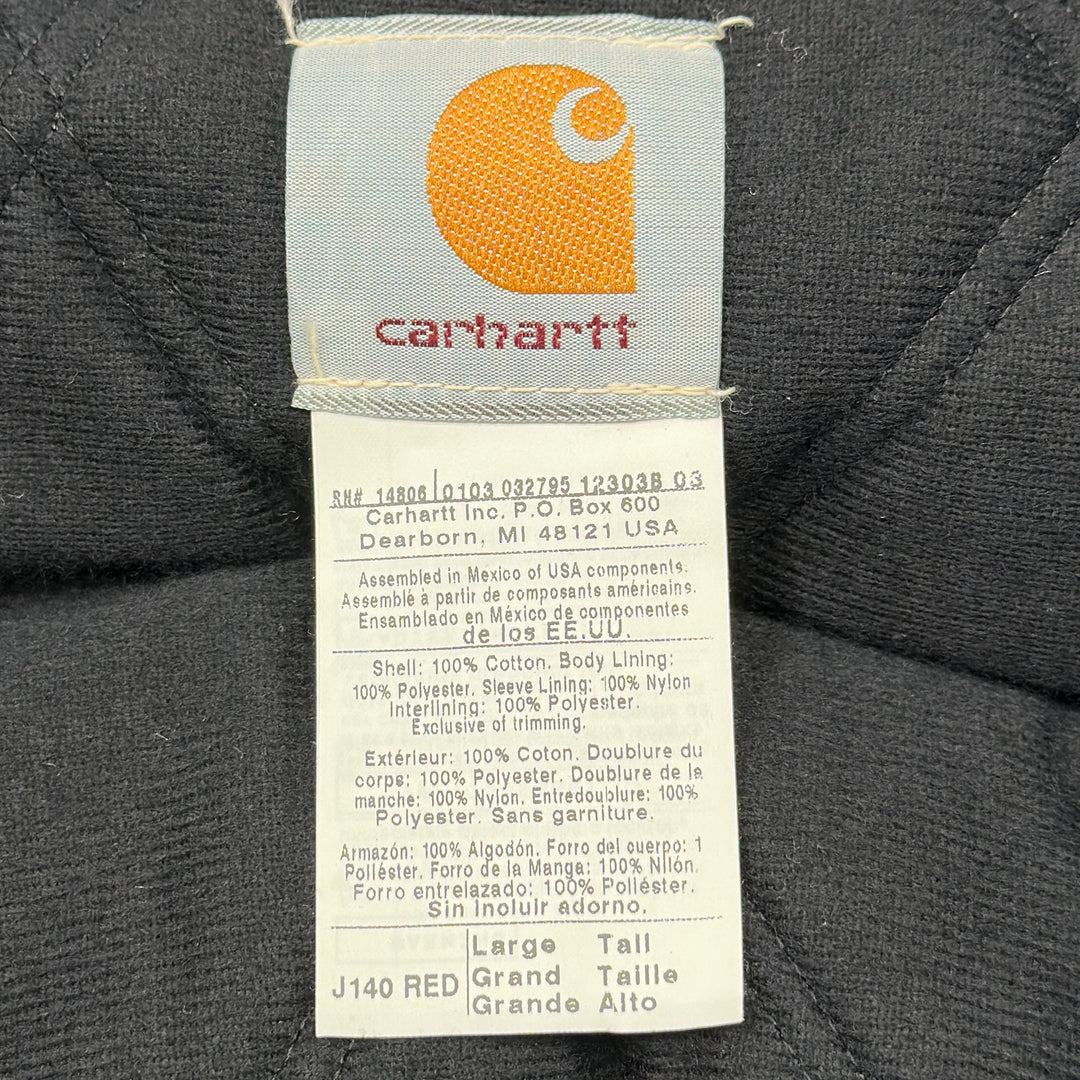 Vintage Carhartt J140 RED Loose Fit Insulated Flannel Lined Active Jacket - Large Tall