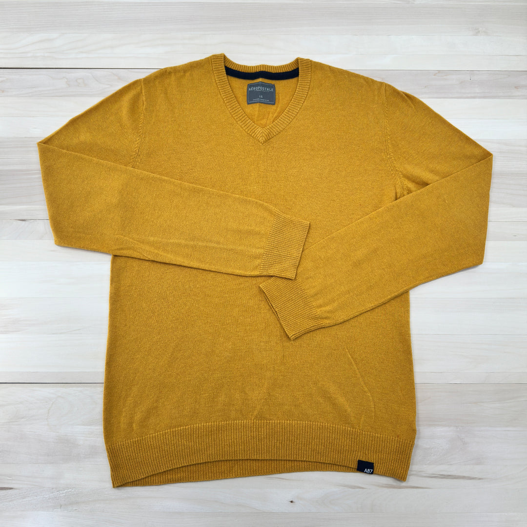 Aeropostale Men's Yellow V-neck Pullover Sweater Size Large