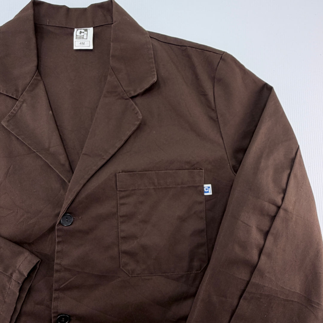 Brown European Cotton Blend Work Jacket - Men's Large