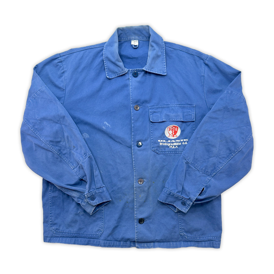 Heavily Worn Vintage Blue European Work Jacket - Men's XL