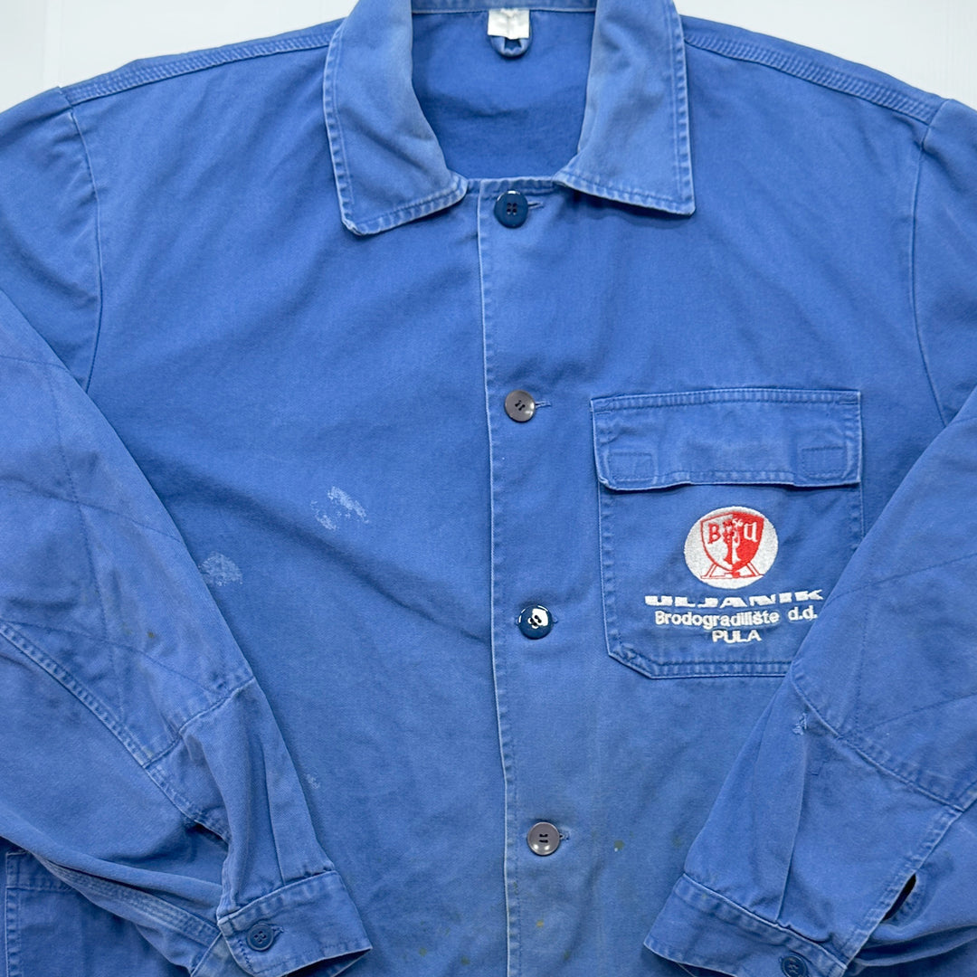 Heavily Worn Vintage Blue European Work Jacket - Men's XL