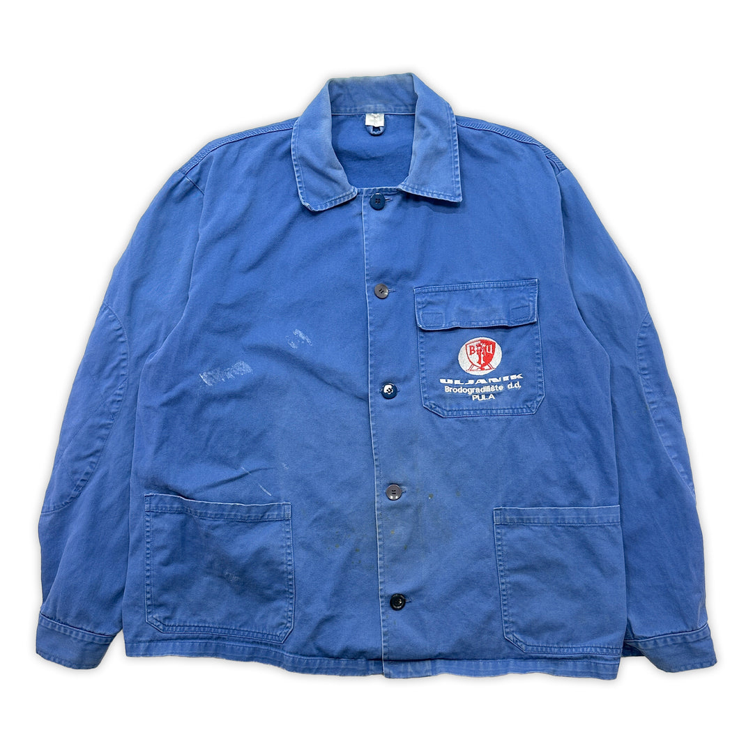 Heavily Worn Vintage Blue European Work Jacket - Men's XL