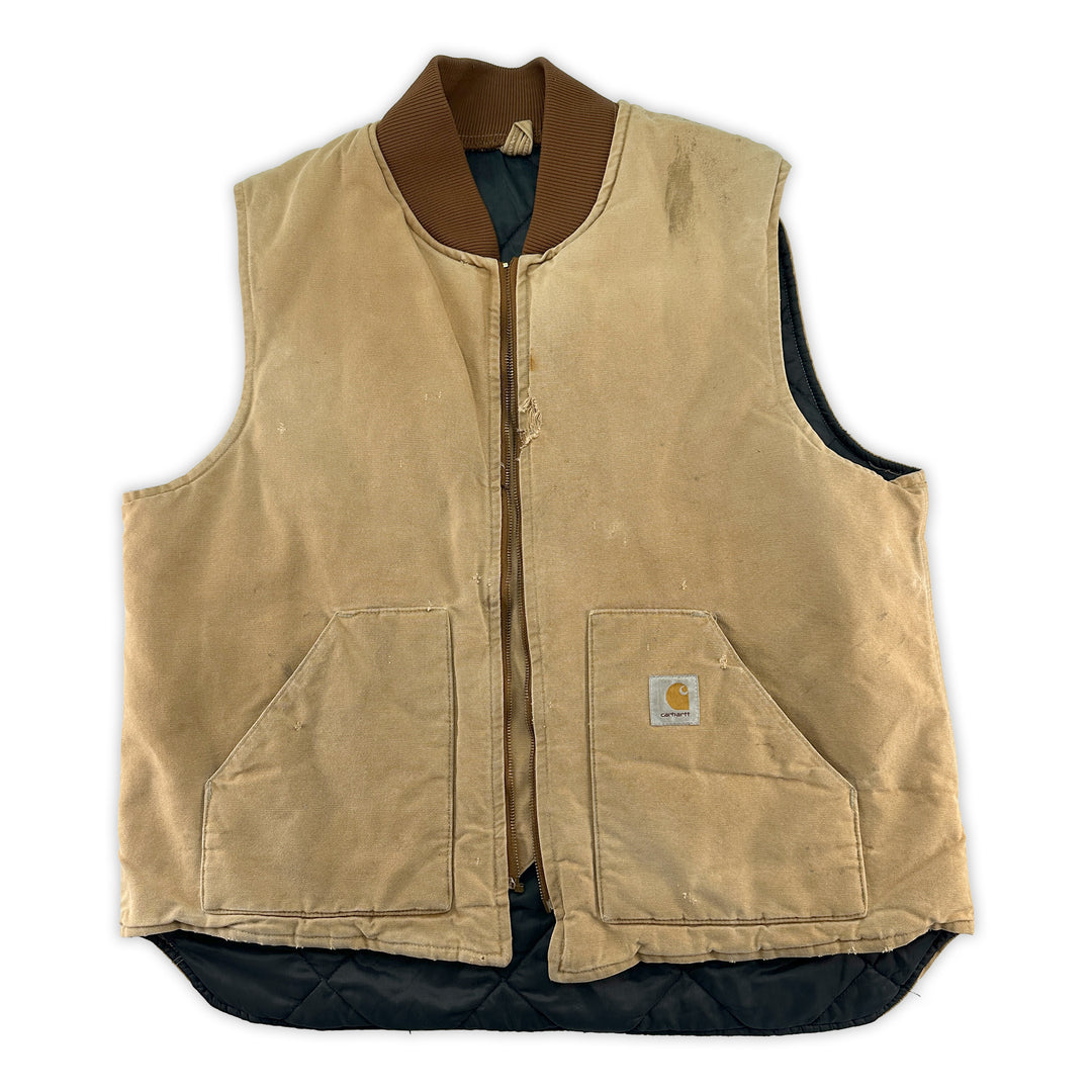 Distressed Vintage 90s Carhartt VQ196 Quilted Nylon Lined Vest - Men's XX-Large Tall