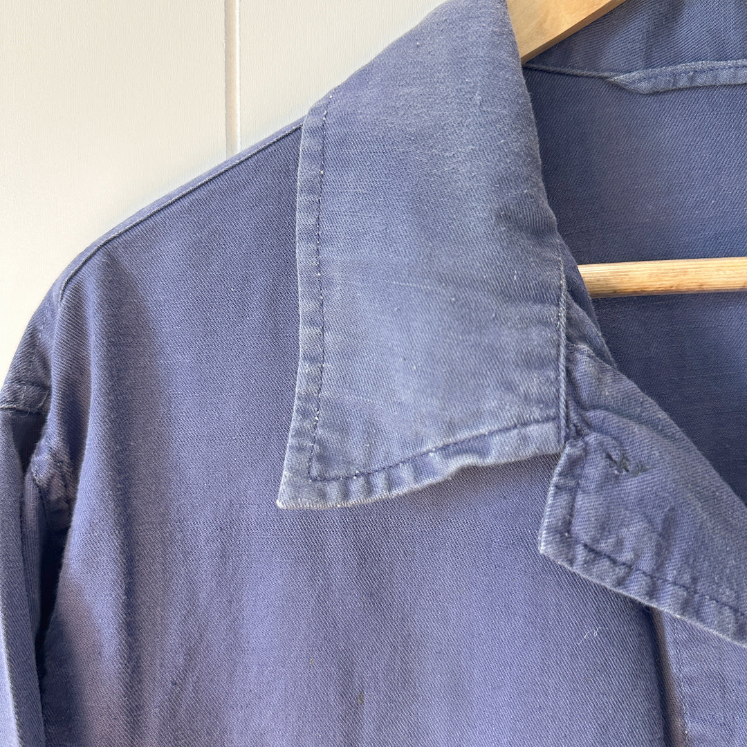 Heavily Worn Vintage Blue French Mechanic Work Jacket - Men's XL