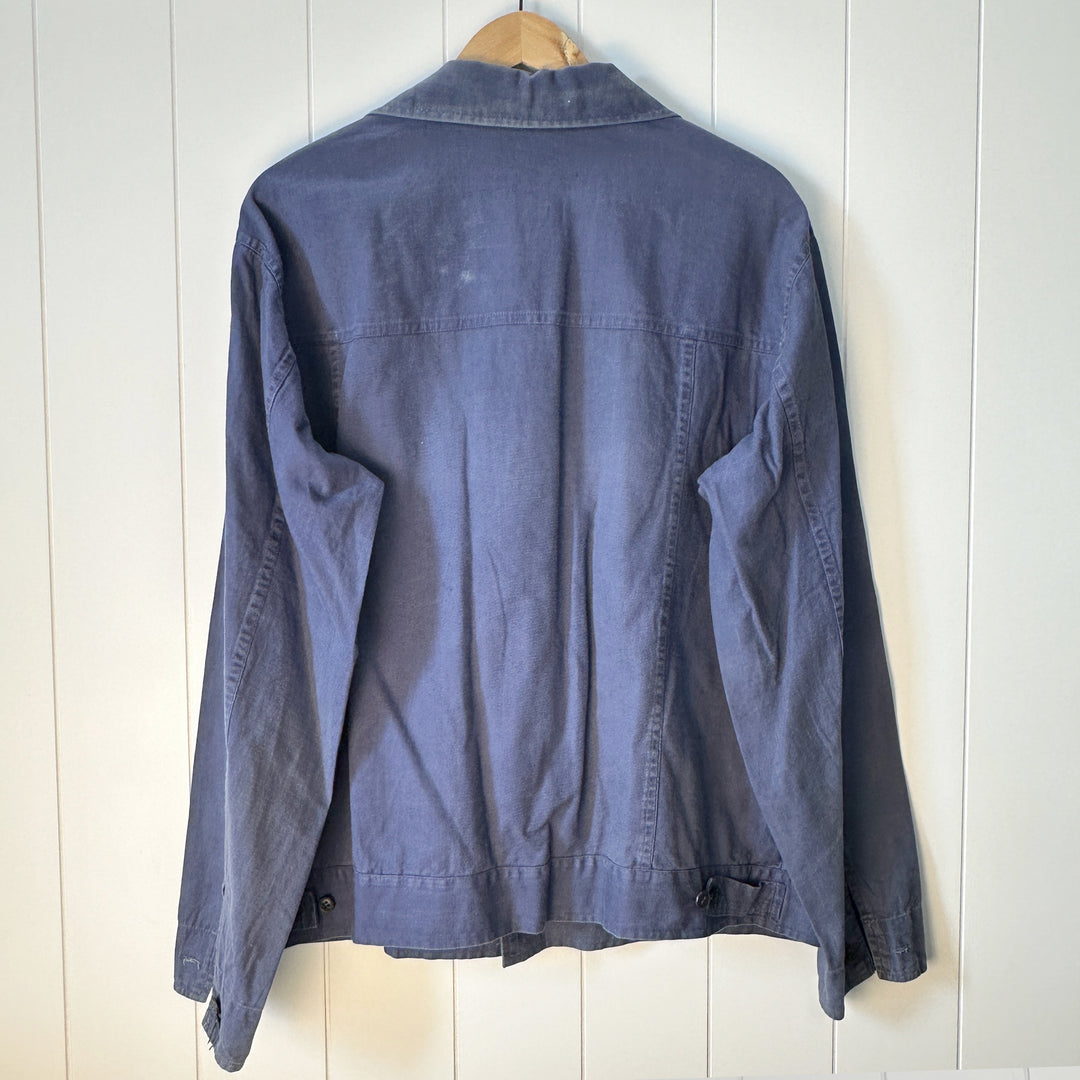 Heavily Worn Vintage Blue French Mechanic Work Jacket - Men's XL