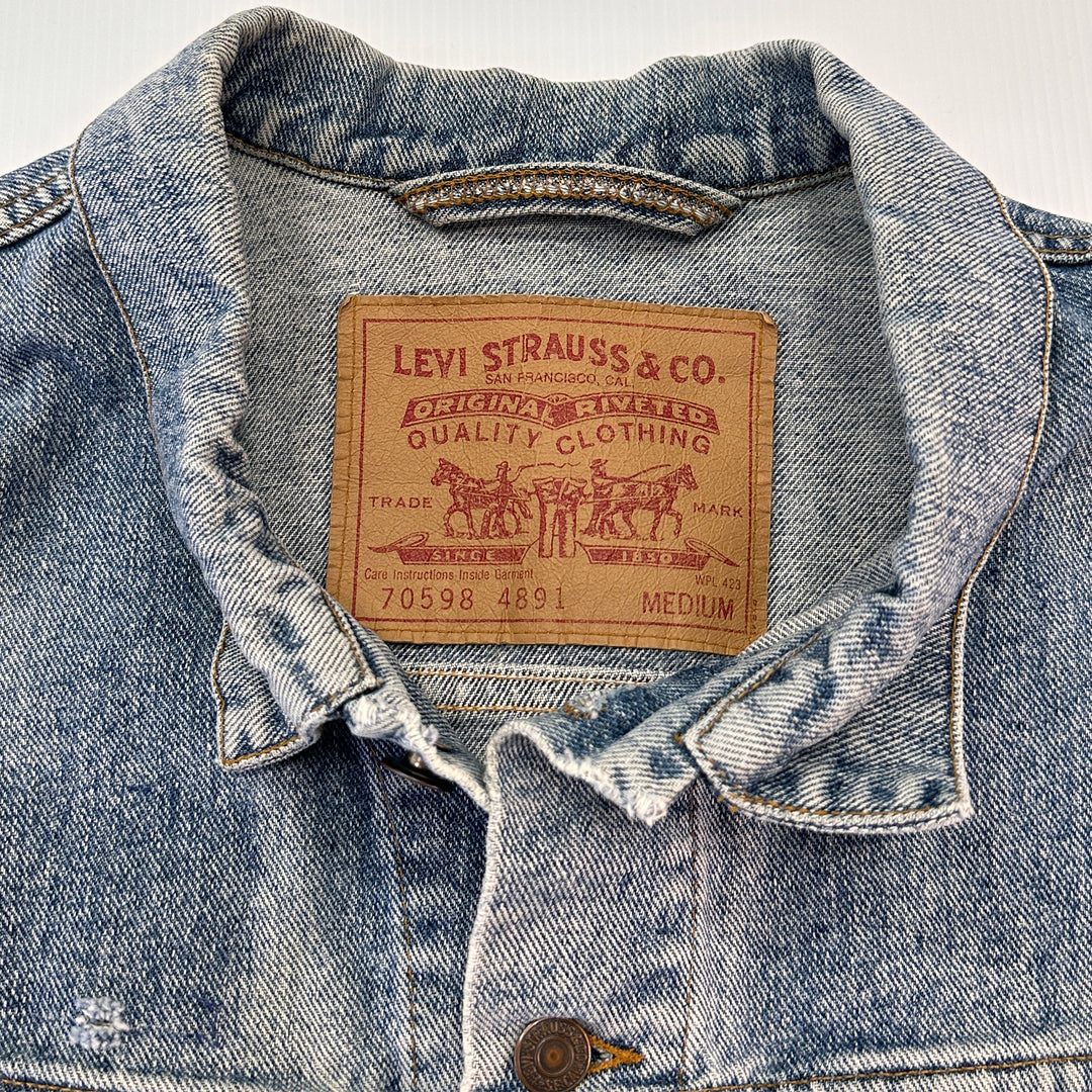 Vintage 90s Levi's Biker's Cut - Oversized Levi's Trucker - USA -  Men's Medium