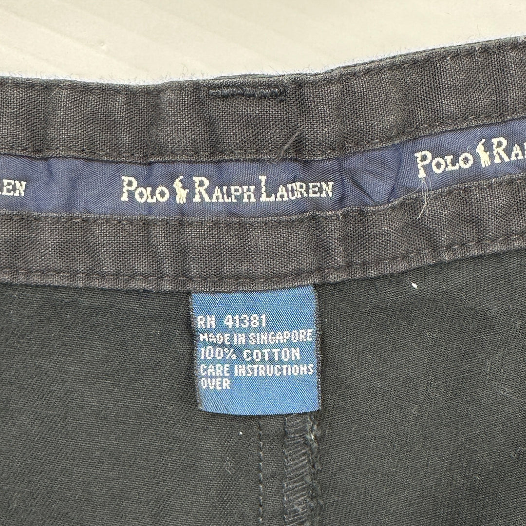 Vintage Polo Ralph Lauren Men's Black Pleated Cotton Chino Shorts - 36