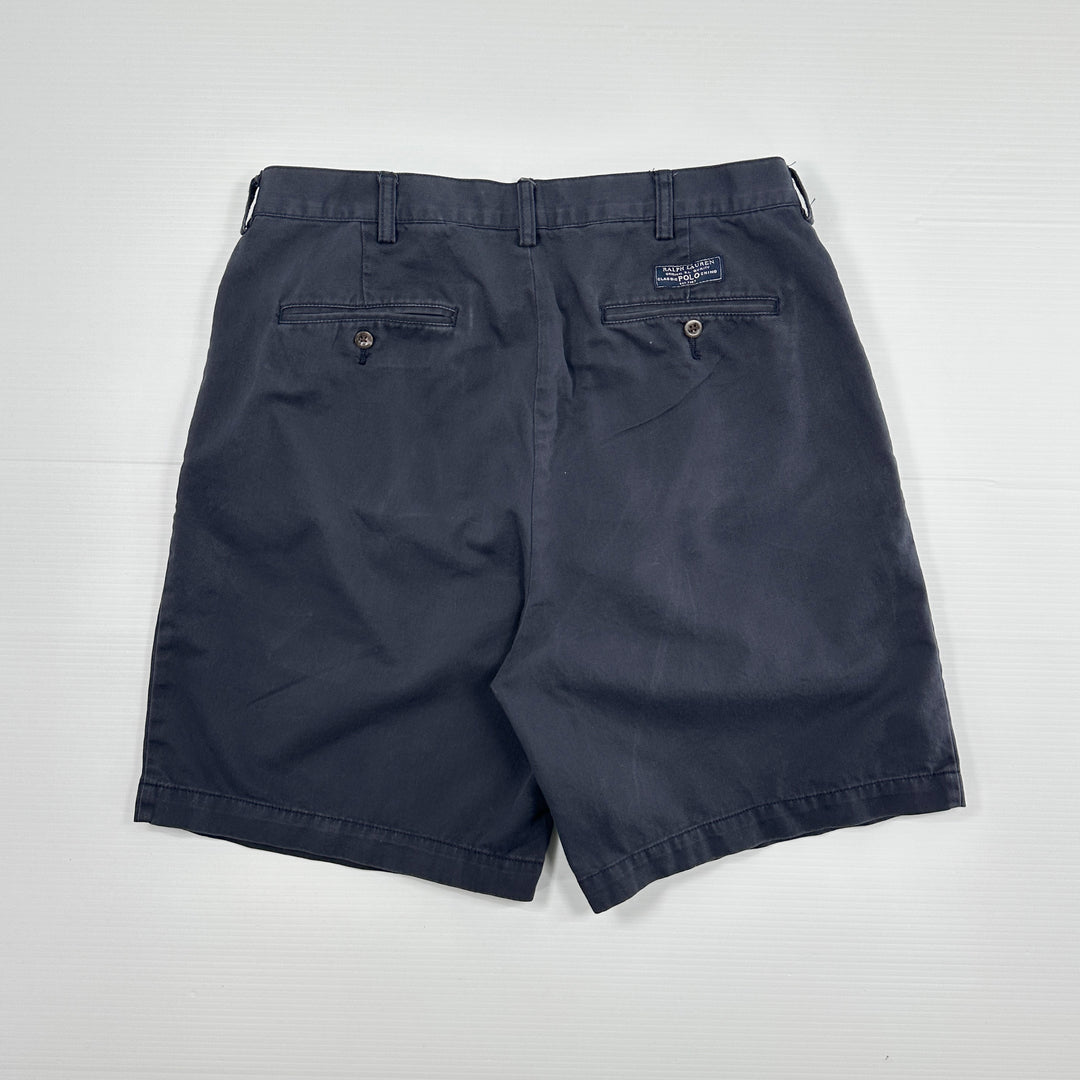 Polo Ralph Lauren Men's Navy Pleated Cotton Tyler Shorts - 36