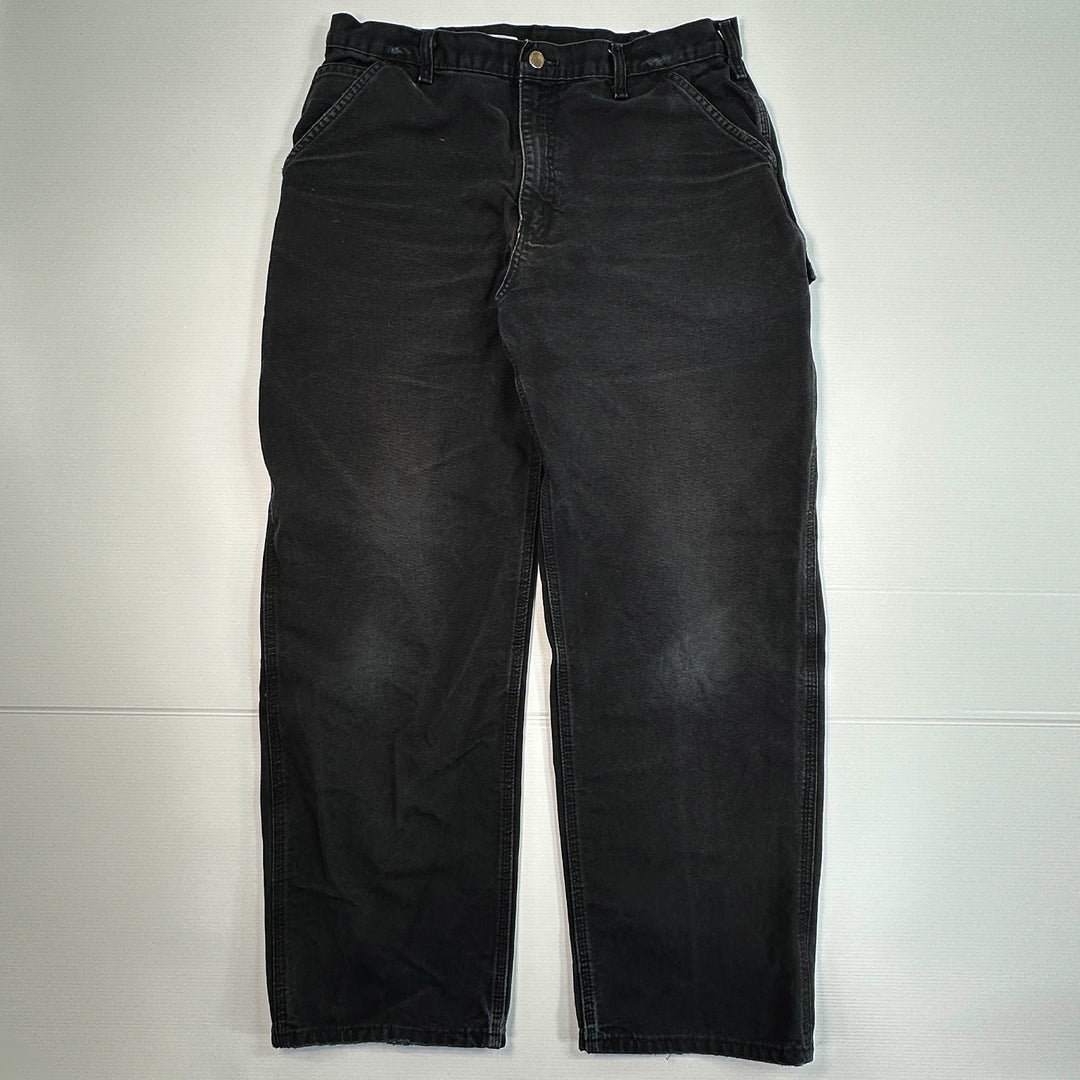 Carhartt Men's B11 BLK Washed Duck Loose Fit Pant- Tagged: 36x32; Actual: 34x30