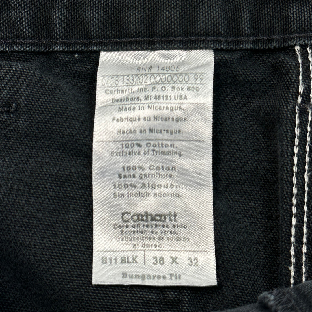 Carhartt Men's B11 BLK Washed Duck Loose Fit Pant- Tagged: 36x32; Actual: 34x30